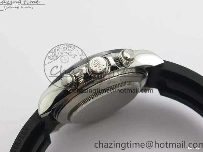 MiroTime 0316 SmartChoice Daytona 116519LN JH Best Edition Black Dial Crystal Markers On Rubber Strap A4130 (Free XS Rubber Strap) 3558